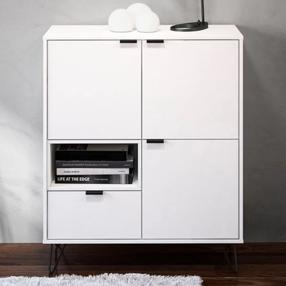 Aparador Contemporáneo Sagitario II color Blanco 3 puertas 1 cajón TU MESITA