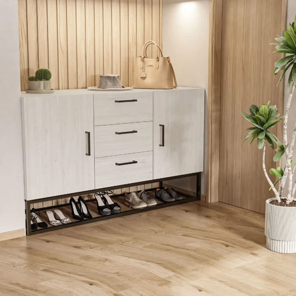 Aparador Industrial Fausto color Gris 2 puertas 3 cajones TU MESITA