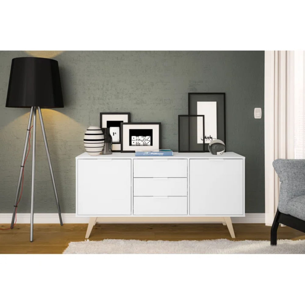 Aparador Contemporáneo Yerson color Blanco 2 puertas 3 cajones TU MESITA