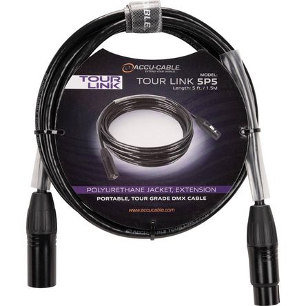 American DJ Tour Link 5P5 Cable DMX Profesional 5-Pin de 5' para Iluminación, Rendimiento y Durabili 1811420-REG American DJ Tour Link 5P5 Cable DMX Profesional 5-Pin de 5' para Iluminación, Rendimiento y Durabili 1811420-REG
