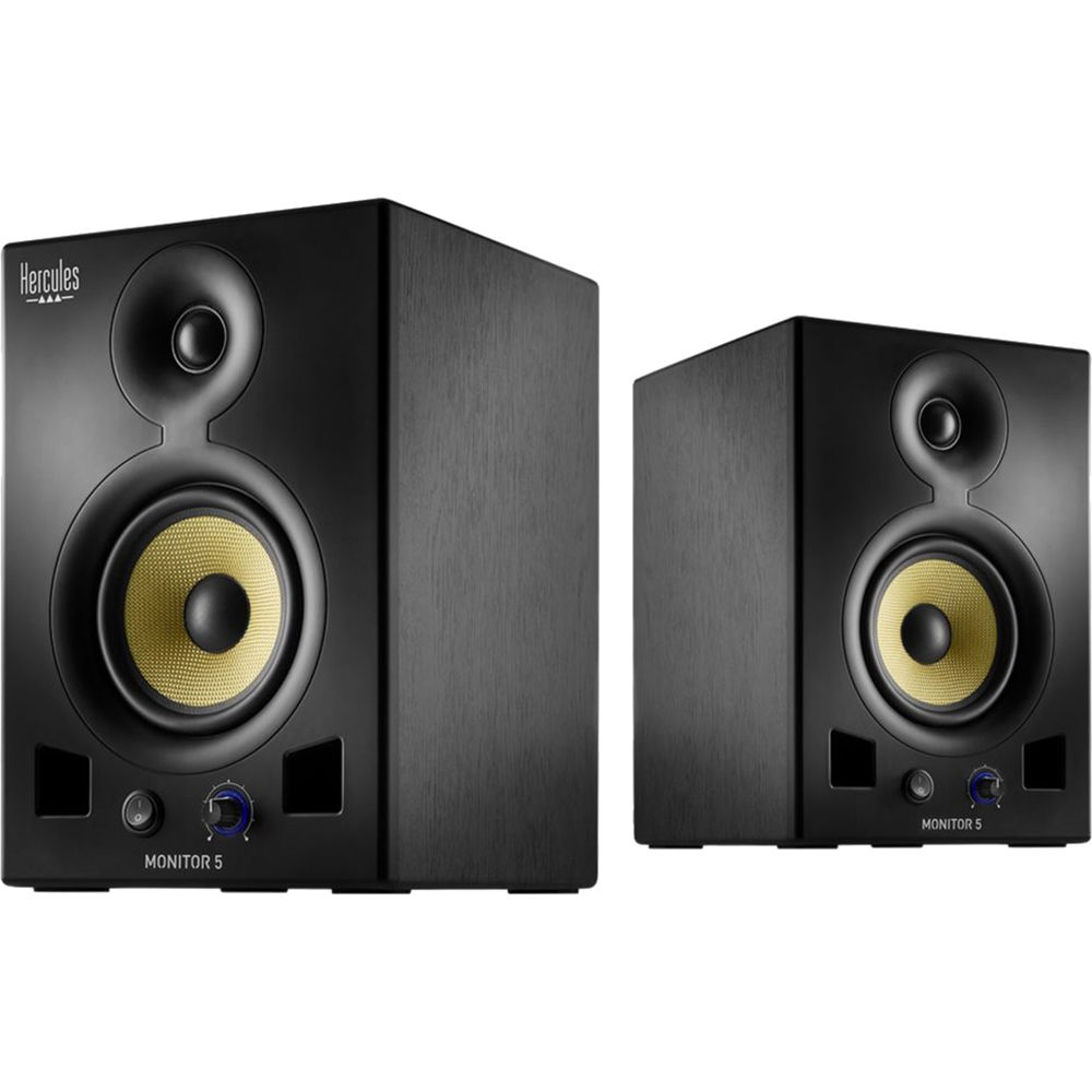 Hercules Monitor 5 Altavoces de Estudio (Par) - Woofer de Cono de Kevlar de 5 Hercules Monitor 5 Altavoces de Estudio (Par) - Woofer de Cono de Kevlar de 5
