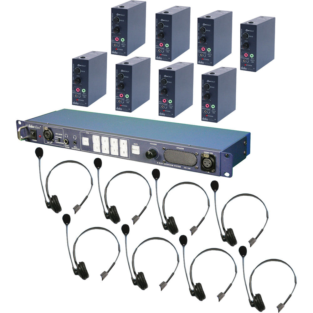 Sistema de Intercomunicación por Cable Datavideo ITC-100 para 8 Usuarios con 8 Beltpacks y 8 Auricul 518219-REG Sistema de Intercomunicación por Cable Datavideo ITC-100 para 8 Usuarios con 8 Beltpacks y 8 Auricul 518219-REG