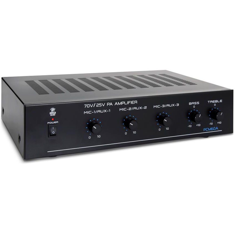 Amplificador de Potencia Pyle Home PCM60A 100W con Salida 25V/70V, 3 Entradas de Micrófono Balancead 1464420-REG Amplificador de Potencia Pyle Home PCM60A 100W con Salida 25V/70V, 3 Entradas de Micrófono Balancead 1464420-REG