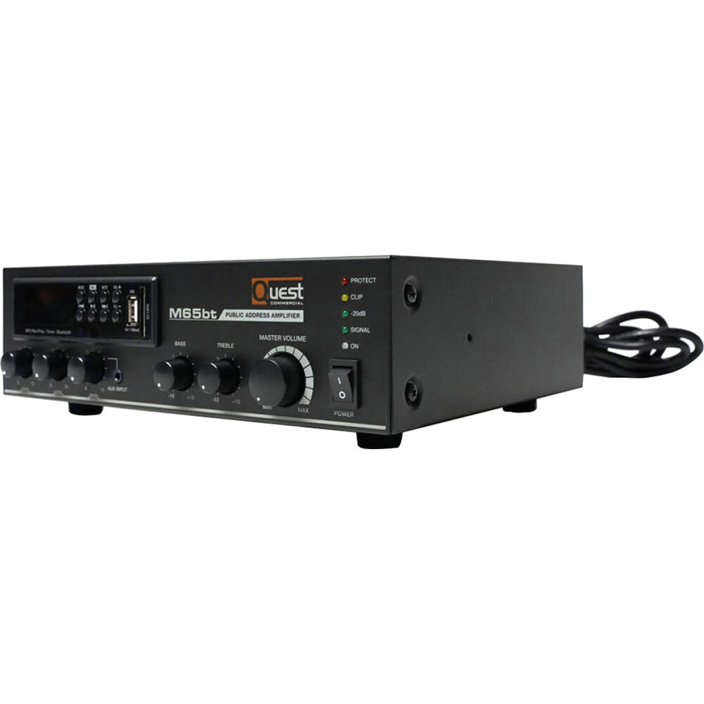 Amplificador y Mezclador Compacto Quest Commercial M65bt de 65W con Bluetooth para Aplicaciones Come 1774991-REG Amplificador y Mezclador Compacto Quest Commercial M65bt de 65W con Bluetooth para Aplicaciones Come 1774991-REG