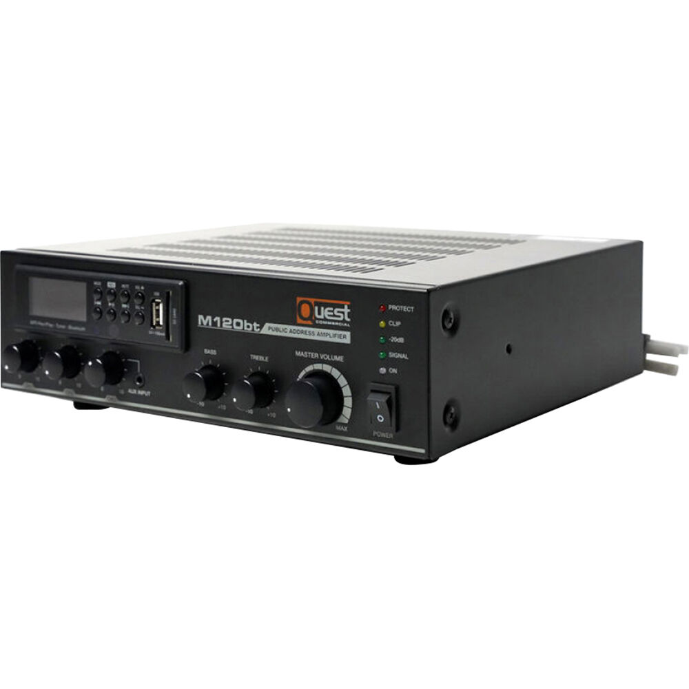 Amplificador y Mezclador Quest Commercial M120BT de 120W con Bluetooth para Aplicaciones Comerciales 1774987-REG Amplificador y Mezclador Quest Commercial M120BT de 120W con Bluetooth para Aplicaciones Comerciales 1774987-REG