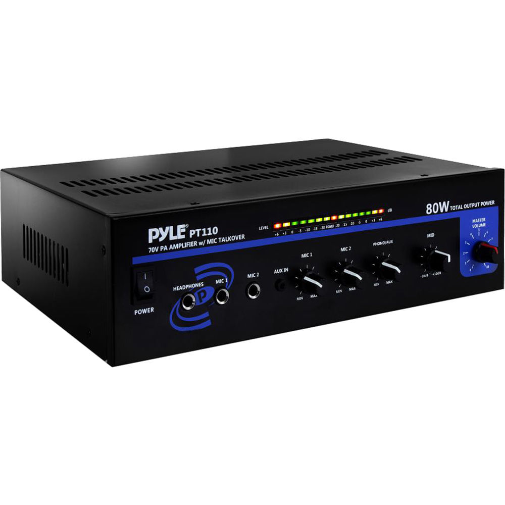 Amplificador/Mesclador PA Pyle Pro PT110 de 80W 571555-REG Amplificador/Mesclador PA Pyle Pro PT110 de 80W 571555-REG