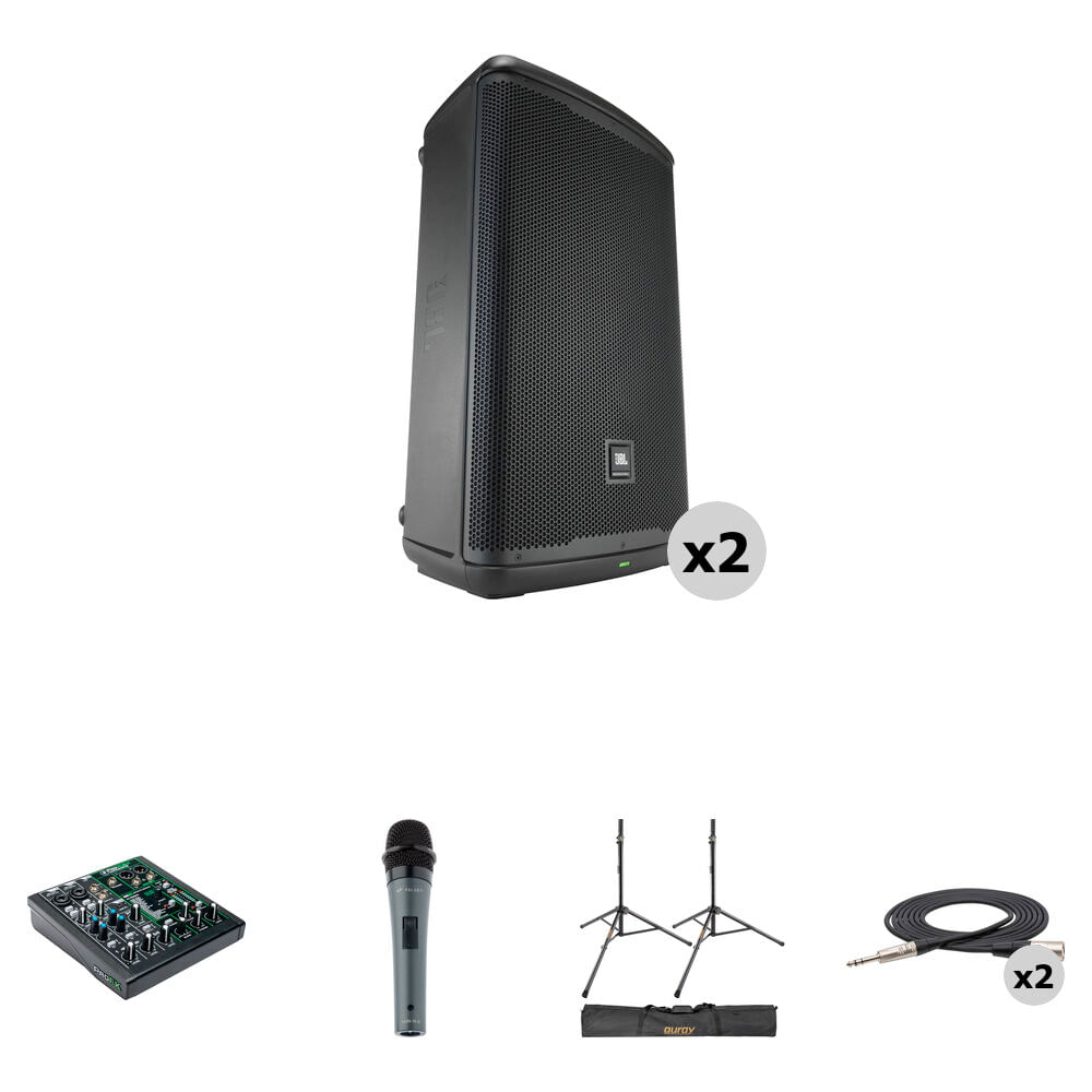 Kit de Altavoces Estéreo JBL Dual EON715 con Mezclador, Micrófono, Soportes, Bolsa y Cables - Dos Al 1701518-REG Kit de Altavoces Estéreo JBL Dual EON715 con Mezclador, Micrófono, Soportes, Bolsa y Cables - Dos Al 1701518-REG