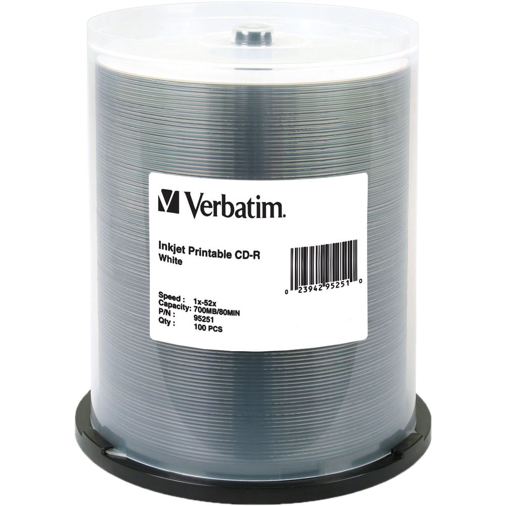 Verbatim CD-R 700MB 52x Grabable Una Vez Disco Compacto Imprimible en Inyección de Tinta (Paquete de 423544-REG Verbatim CD-R 700MB 52x Grabable Una Vez Disco Compacto Imprimible en Inyección de Tinta (Paquete de 423544-REG