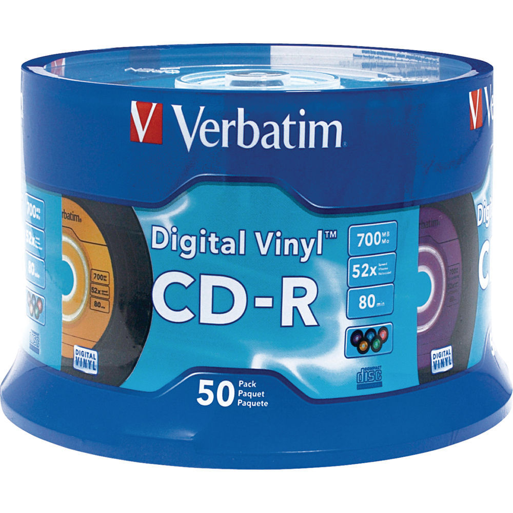 Verbatim CD-R 700MB Grabable Una Vez 5-Colores Vinilo Digital Disco Compacto (Paquete de 50) 325254-REG Verbatim CD-R 700MB Grabable Una Vez 5-Colores Vinilo Digital Disco Compacto (Paquete de 50) 325254-REG