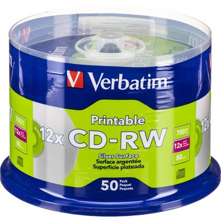 Verbatim CD-RW 700MB 12x DataLifePlus Disco Grabable Regrabable Imprimible por Inyección de Tinta (P 396605-REG Verbatim CD-RW 700MB 12x DataLifePlus Disco Grabable Regrabable Imprimible por Inyección de Tinta (P 396605-REG
