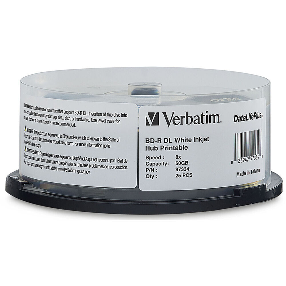 Verbatim 50GB 8x Blu-ray Disc (Paquete de 25) - Disco Doble Capa, Impresión en Hub Blanco, Velocidad 750538-REG Verbatim 50GB 8x Blu-ray Disc (Paquete de 25) - Disco Doble Capa, Impresión en Hub Blanco, Velocidad 750538-REG
