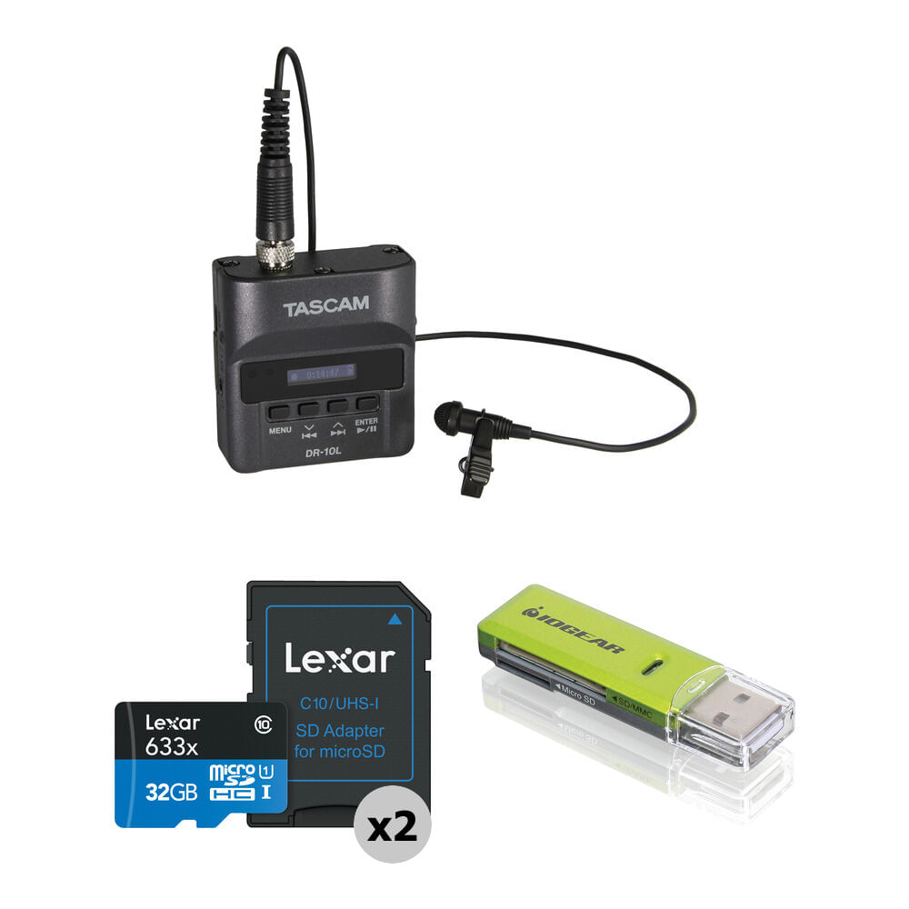 TASCAM DR-10L Kit de Grabadora de Audio con Micrófono Lavalier, Tarjeta microSD y Adaptadores (Negro 1810463-REG TASCAM DR-10L Kit de Grabadora de Audio con Micrófono Lavalier, Tarjeta microSD y Adaptadores (Negro 1810463-REG
