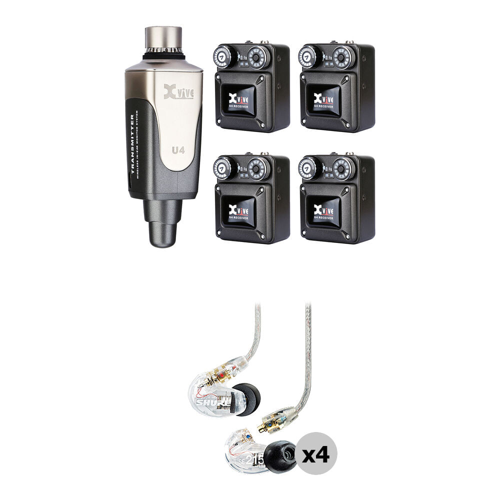 Xvive Audio U4 Kit de Monitores In-Ear Inalámbricos con 4 Receptores y 4 Auriculares Shure SE215 (2. 1717741-REG Xvive Audio U4 Kit de Monitores In-Ear Inalámbricos con 4 Receptores y 4 Auriculares Shure SE215 (2. 1717741-REG