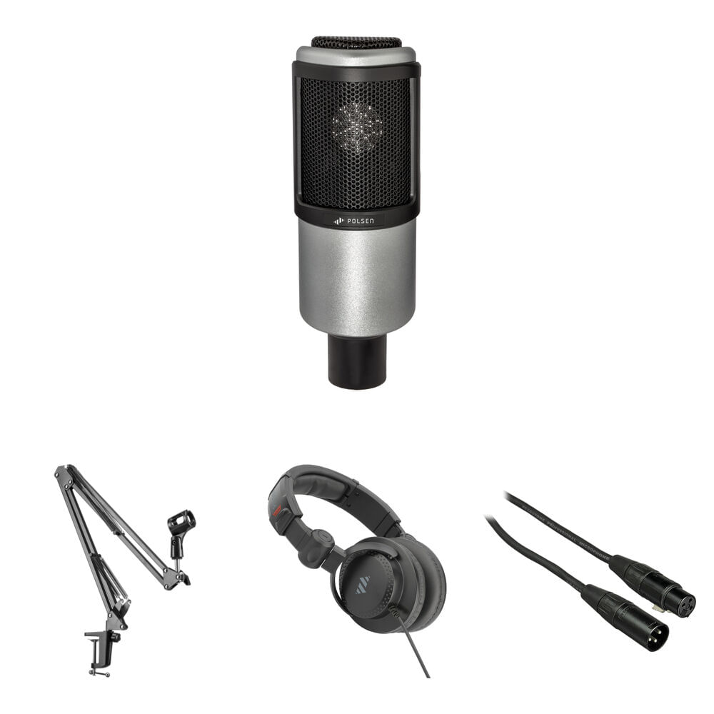 Kit de Micrófono de Condensador Cardioide Polsen PCR-65 con Brazo de Suspensión, Auriculares Cerrado 1566228-REG Kit de Micrófono de Condensador Cardioide Polsen PCR-65 con Brazo de Suspensión, Auriculares Cerrado 1566228-REG