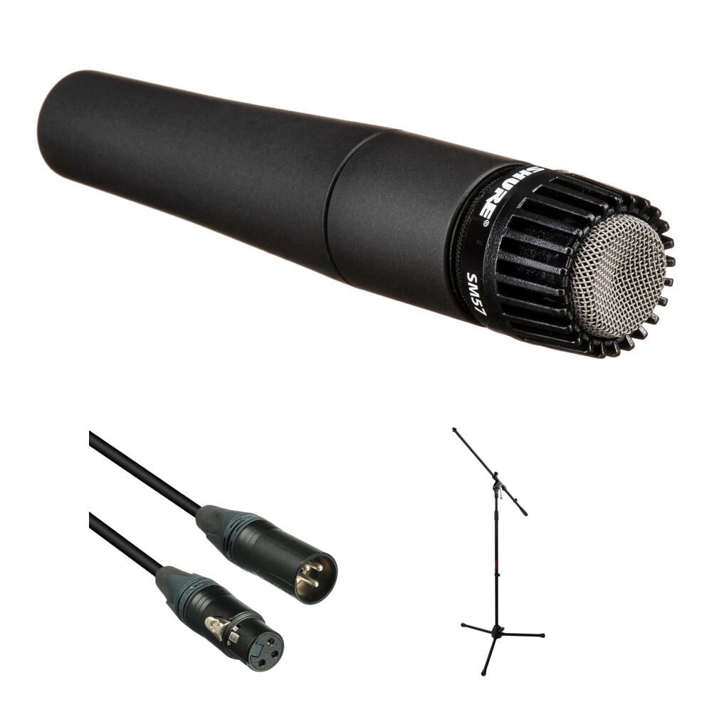 Kit de Micrófono Dinámico de Mano Shure SM57-LC con Soporte de Trípode y Cable XLR 743296-REG Kit de Micrófono Dinámico de Mano Shure SM57-LC con Soporte de Trípode y Cable XLR 743296-REG