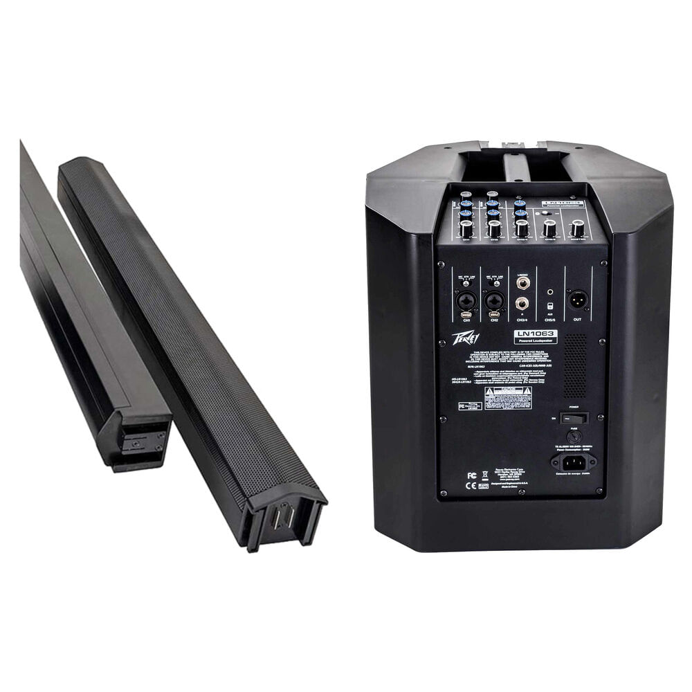 Sistema PA Portátil Peavey LN1063 500W con Bluetooth, Mixer de 4 Canales y Woofer de 8 Sistema PA Portátil Peavey LN1063 500W con Bluetooth, Mixer de 4 Canales y Woofer de 8