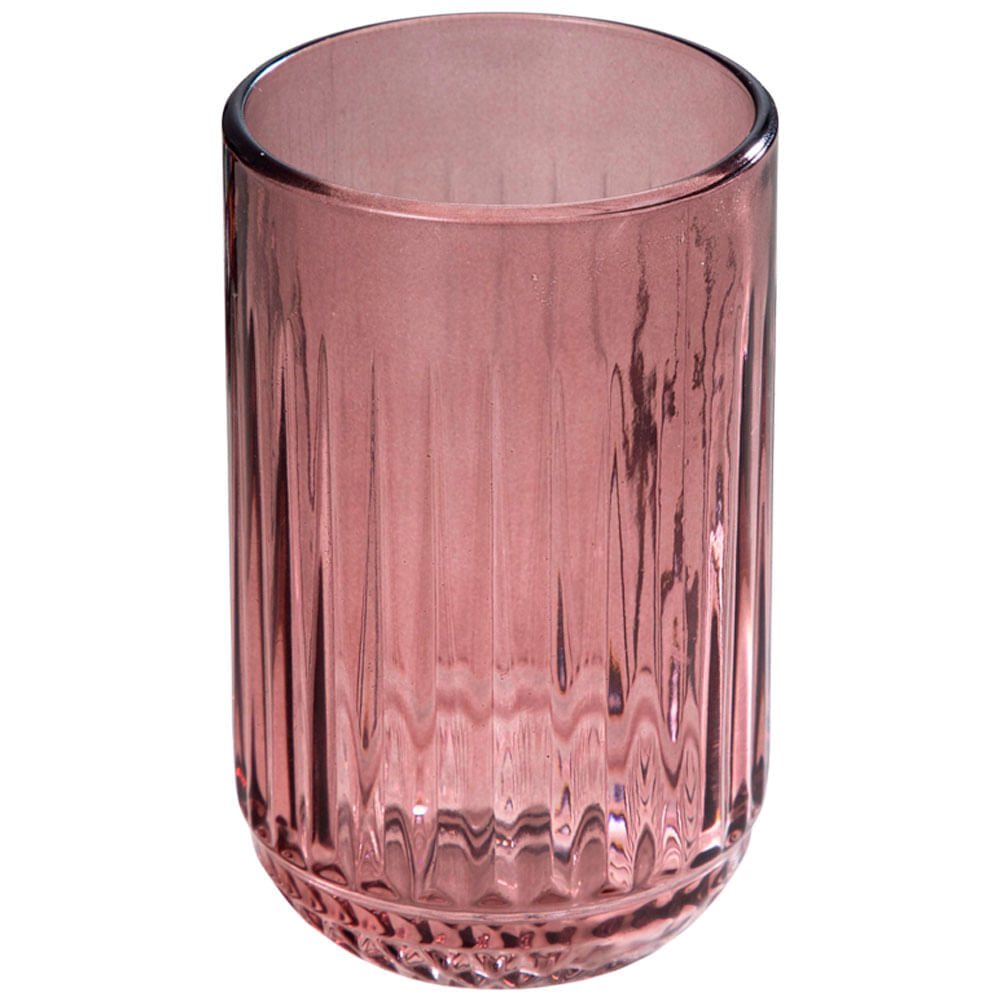 Vaso DECO HOME Vidrio Rosado Mariposas