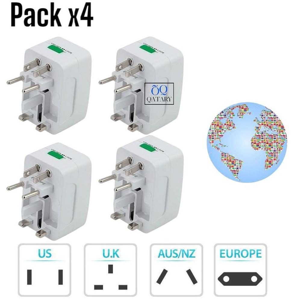 Pack x4 Cargadores Universales de Corriente para Viaje Global