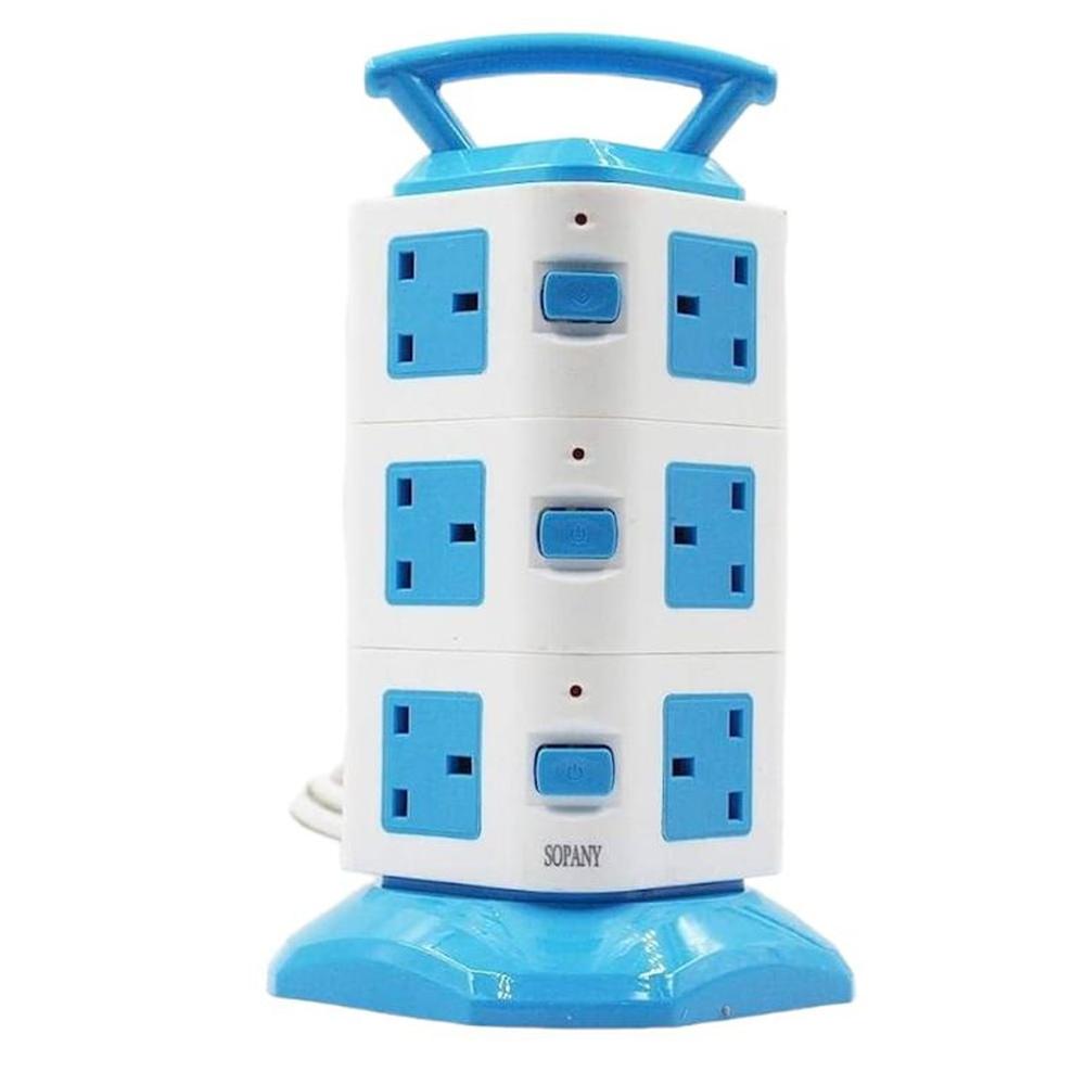 Torre Vertical Multifuncional 3 Niveles (12 Conexiones) y 3Puertos USB