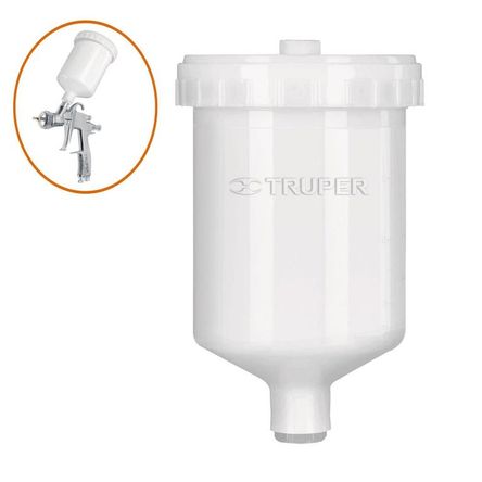 Vaso plástico de repuesto para pistola de aire fino acabado truper Blanco Vaso plástico de repuesto para pistola de aire fino acabado truper Blanco