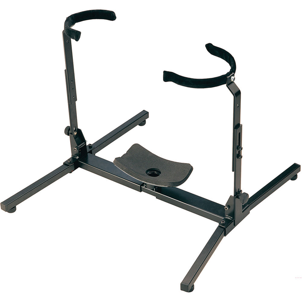 K&M 14945-000-55 Soporte para Tuba de Tamaño King (Negro) - Soporte Sólido con Pies Niveladores, Ple