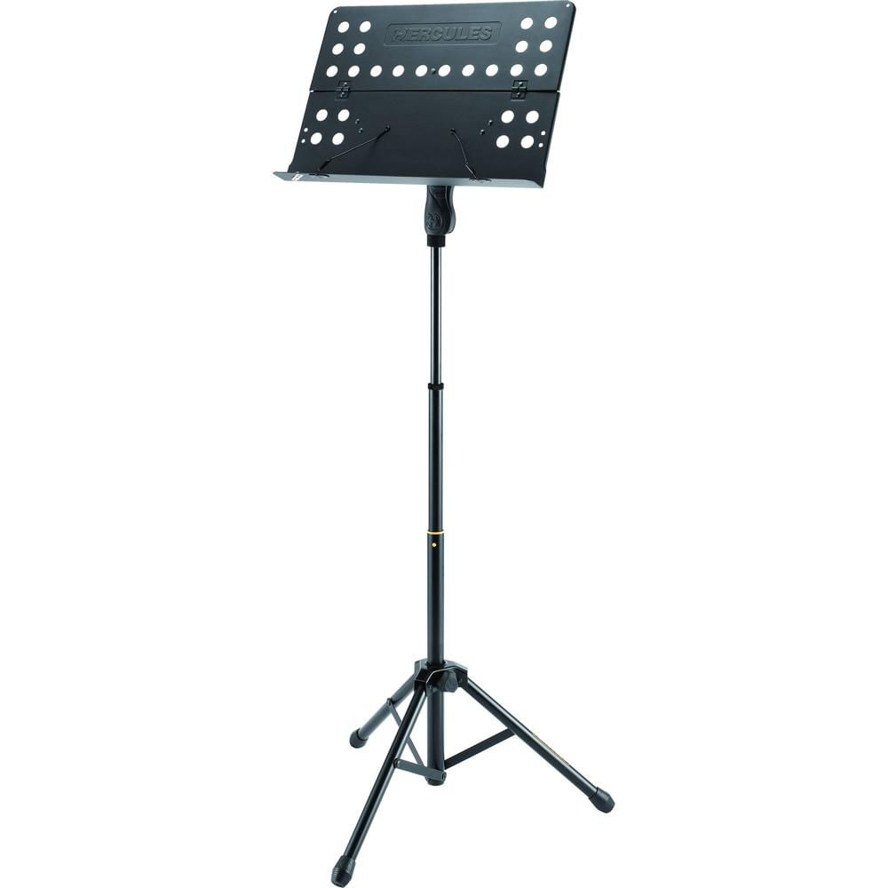 Soporte de Música HERCULES de Tres Secciones con Escritorio Plegable Perforado - Ajustable en Altura