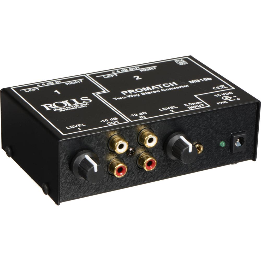 Rolls MB15b Promatch Convertidor Estéreo 2 Vías con Conectores XLR y RCA, Entrada de 3.5mm y Control 217366-REG Rolls MB15b Promatch Convertidor Estéreo 2 Vías con Conectores XLR y RCA, Entrada de 3.5mm y Control 217366-REG