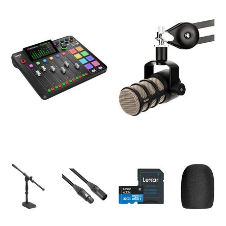 RODE RODECaster Pro II Kit de Podcasting con PodMic y Soporte de Escritorio - Estudio de Podcast par 1704428-REG