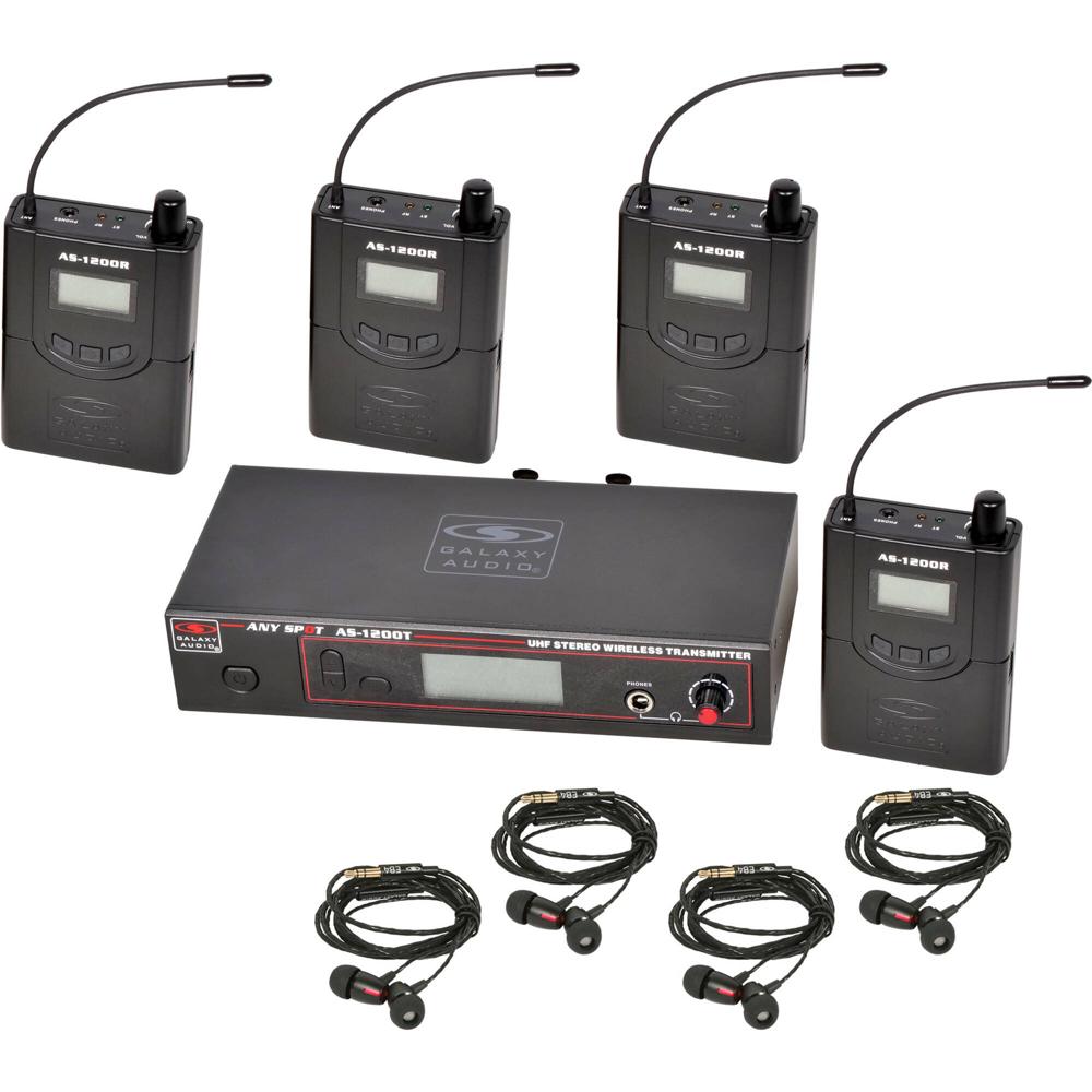 Sistema In-Ear Inalámbrico Galaxy Audio AS-1200 Band Pack con 4 Receptores y Auriculares EB4 (D: 584 1685562-REG Sistema In-Ear Inalámbrico Galaxy Audio AS-1200 Band Pack con 4 Receptores y Auriculares EB4 (D: 584 1685562-REG