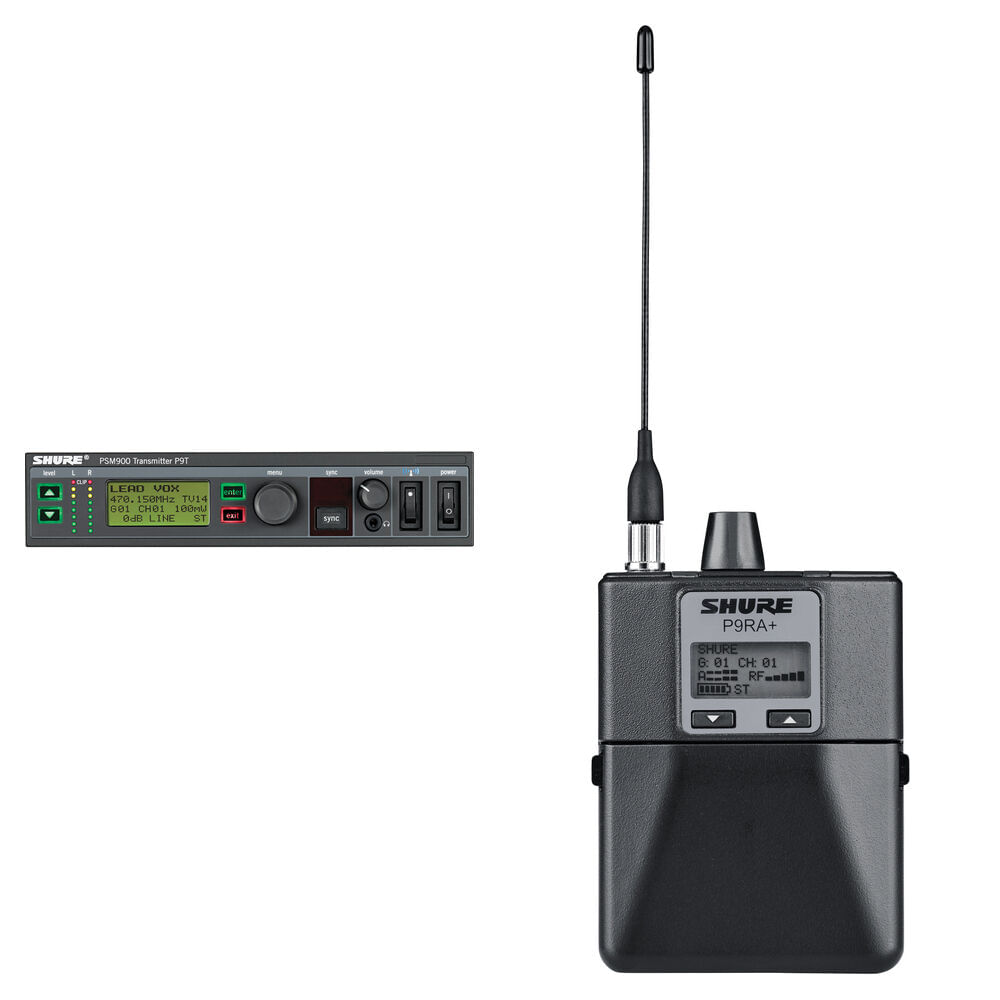 Sistema de Monitoreo In-Ear Inalámbrico Shure P9T Transmisor y Receptor Bodypack P9RA+ (G6: 470 a 50 1815281-REG Sistema de Monitoreo In-Ear Inalámbrico Shure P9T Transmisor y Receptor Bodypack P9RA+ (G6: 470 a 50 1815281-REG
