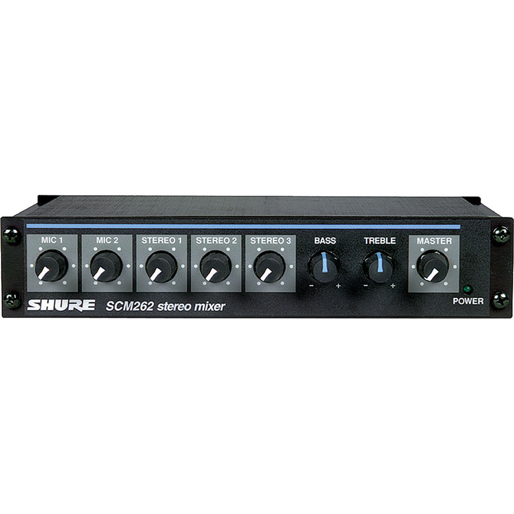 Mezclador de Micrófono Estéreo Shure SCM262 - Compacto, 2 Entradas XLR, 3 Entradas RCA, Salidas Esté 157328-REG Mezclador de Micrófono Estéreo Shure SCM262 - Compacto, 2 Entradas XLR, 3 Entradas RCA, Salidas Esté 157328-REG