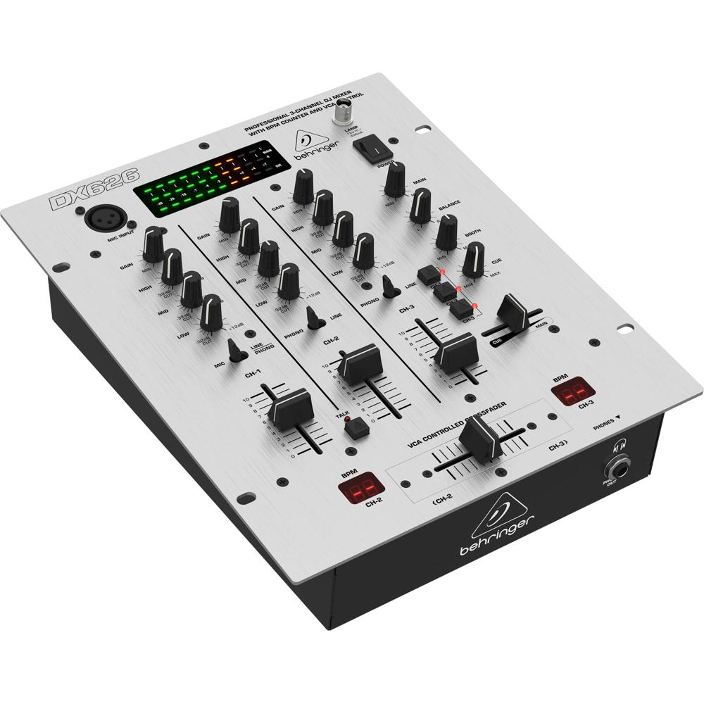 Mezclador DJ Profesional Behringer DX626 de 3 Canales con Contador BPM y Control VCA 1821654-REG Mezclador DJ Profesional Behringer DX626 de 3 Canales con Contador BPM y Control VCA 1821654-REG
