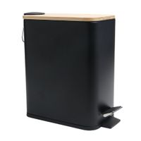 Papelera de Baño Orange Modelo BIR0013AAWD Negro con Detalles de Bambú 5 litros