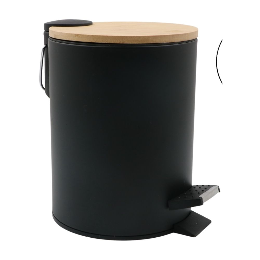 Papelera de Baño Orange Modelo IR0107CAWD Negro + Bambú 5 litros