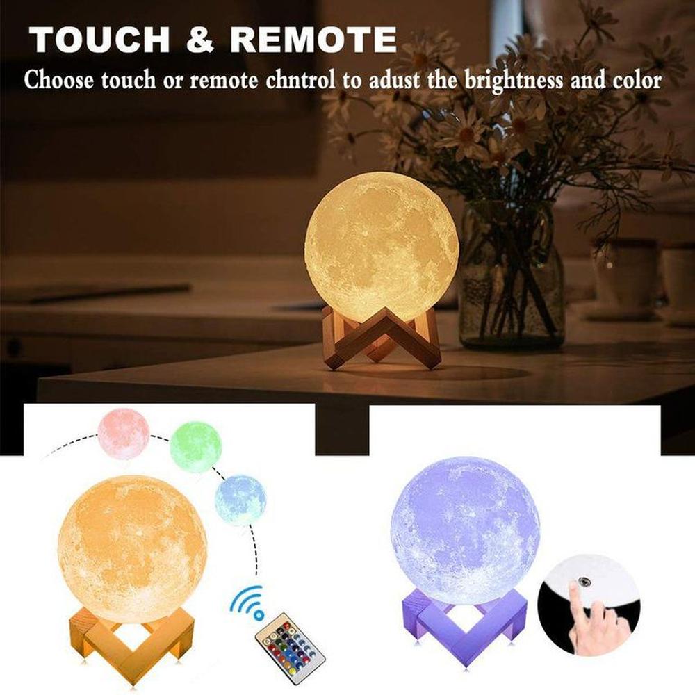 Lámpara luna 3d control remoto recargable usb blanco Lámpara luna 3d control remoto recargable usb blanco