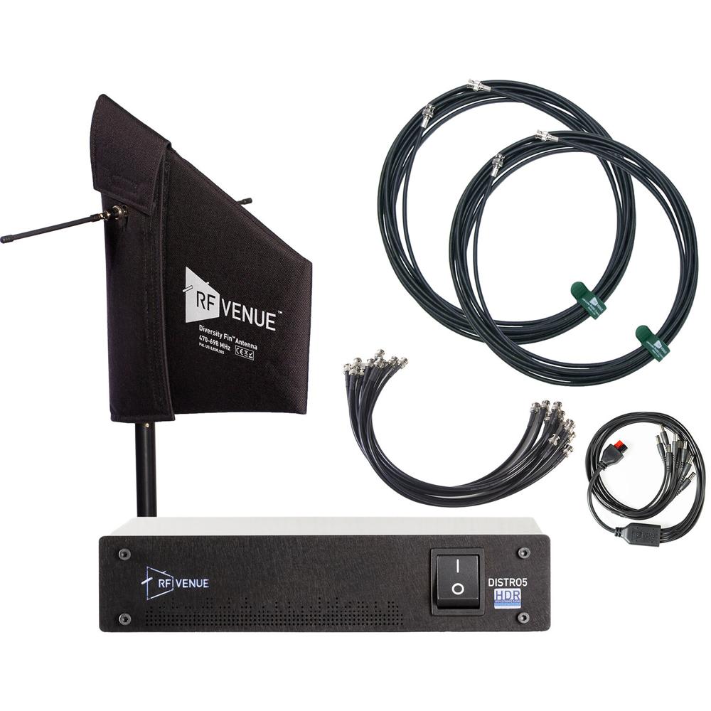 RF Venue Antena de Aleta Diversa Montada en Soporte y Sistema de Distribución UHF DISTRO5 de 5 Canal 1825003-REG RF Venue Antena de Aleta Diversa Montada en Soporte y Sistema de Distribución UHF DISTRO5 de 5 Canal 1825003-REG