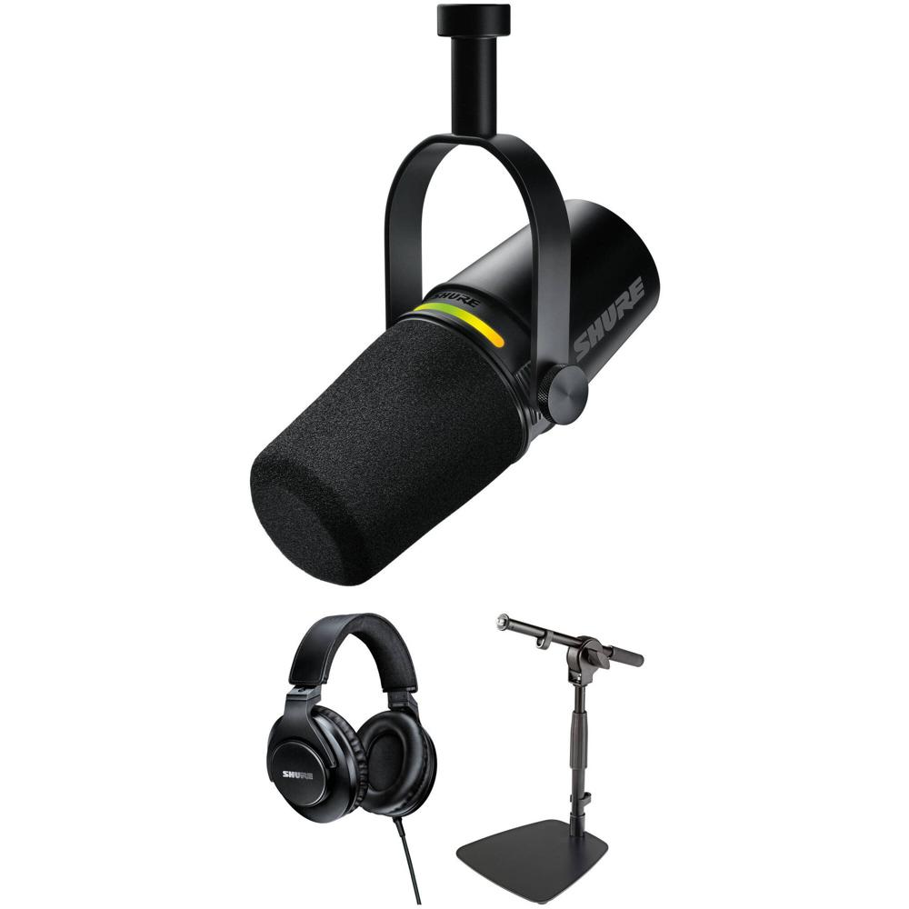 Shure MV7+ Kit de Micrófono XLR/USB para Podcast con Soporte de Mesa Ajustable y Auriculares (Negro) 1810133-REG Shure MV7+ Kit de Micrófono XLR/USB para Podcast con Soporte de Mesa Ajustable y Auriculares (Negro) 1810133-REG