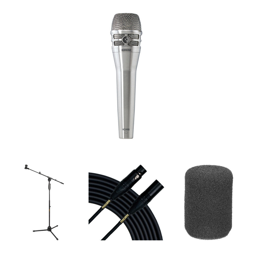 Shure KSM8 Dualdyne Mic Dinámico de Mano para Escenario en Vivo (Níquel) - Kit Completo con Soporte 1525749-REG Shure KSM8 Dualdyne Mic Dinámico de Mano para Escenario en Vivo (Níquel) - Kit Completo con Soporte 1525749-REG