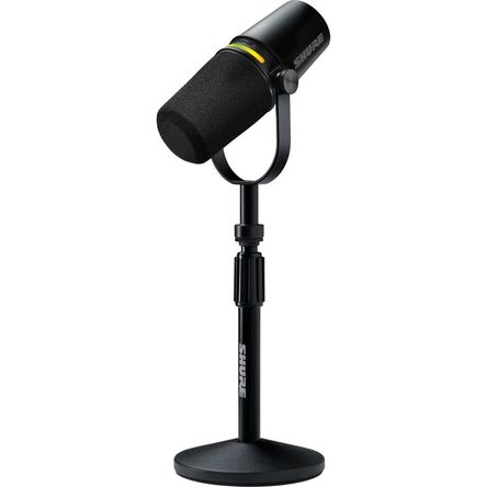 Shure MV7+-K Paquete de Micrófono Podcast XLR/USB con Soporte de Escritorio Gator (Negro) - Sonido L 1808587-REG