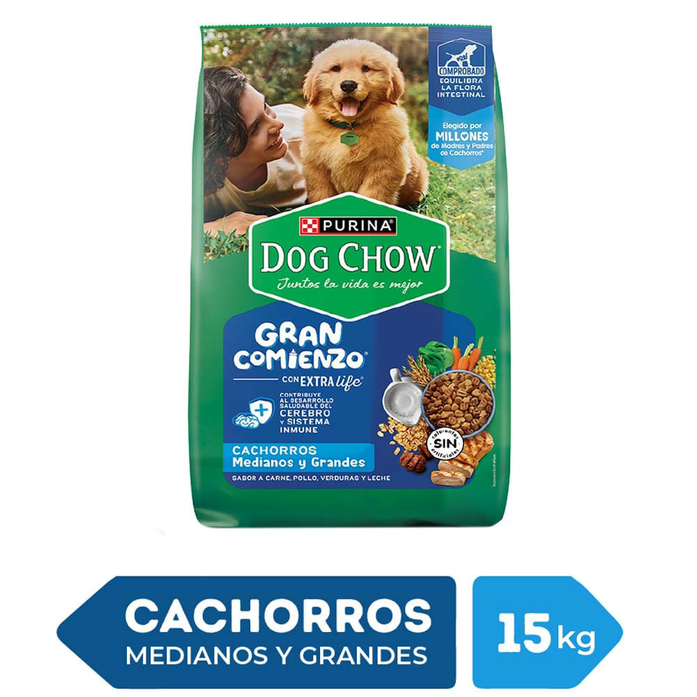 Alimento para Perro DOG CHOW Cachorro Medianos y Grandes Multisabor Bolsa 15Kg
