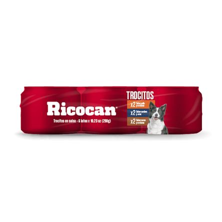 Alimento para Perro RICOCAN Adulto Sabores Variados Lata 290g Paquete 6un Alimento para Perro RICOCAN Adulto Sabores Variados Lata 290g Paquete 6un