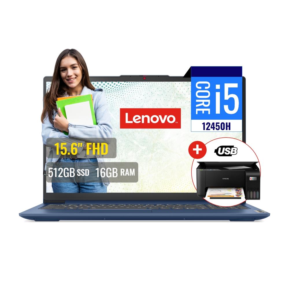 Combo Laptop Lenovo Intel Core i5 12450H 16GB RAM 512GB SSD 15.6 FHD + Impresora L3210 83ER001DLM321