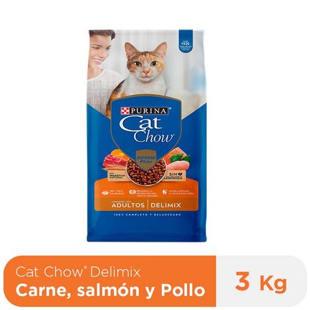 Alimento para Gato CAT CHOW Adulto Sabor Carne, Salmón y Pollo Bolsa 3Kg Alimento para Gato CAT CHOW Adulto Sabor Carne, Salmón y Pollo Bolsa 3Kg