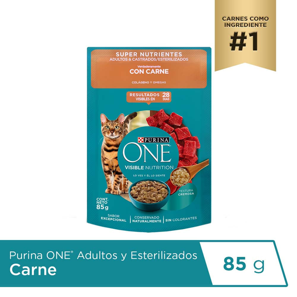 Alimento Húmedo para Gatos PURINA One Adulto y Esterilizado Supernutrientes de 85gr Alimento Húmedo para Gatos PURINA One Adulto y Esterilizado Supernutrientes de 85gr