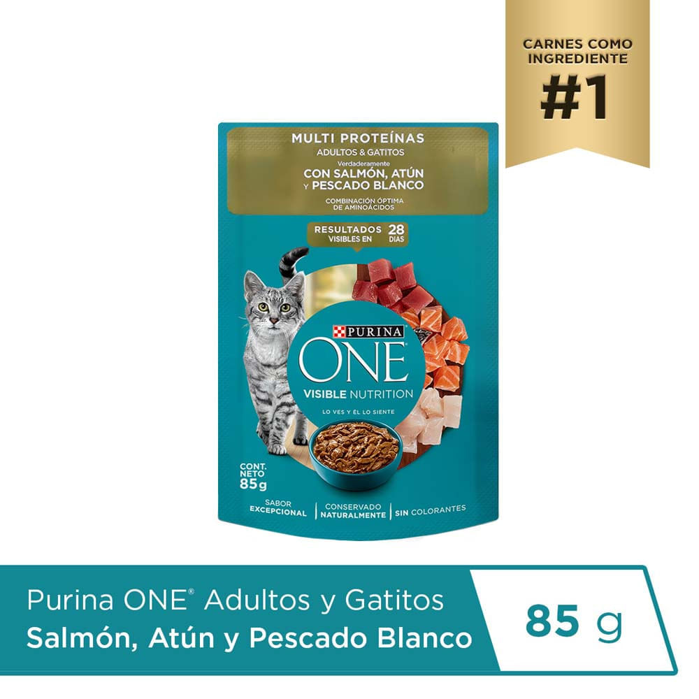 Alimento Húmero para Gatos ONE Adultos Gatitos Lata de 85gr Alimento Húmero para Gatos ONE Adultos Gatitos Lata de 85gr