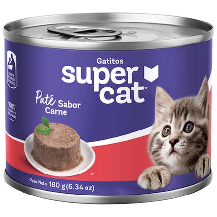 Alimento Húmedo para Gato SUPERCAT Gatito Sabor Carne Lata 180g
