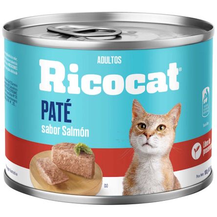 Alimento Húmedo para Gato RICOCAT Adulto Sabor Salmón Lata 180g