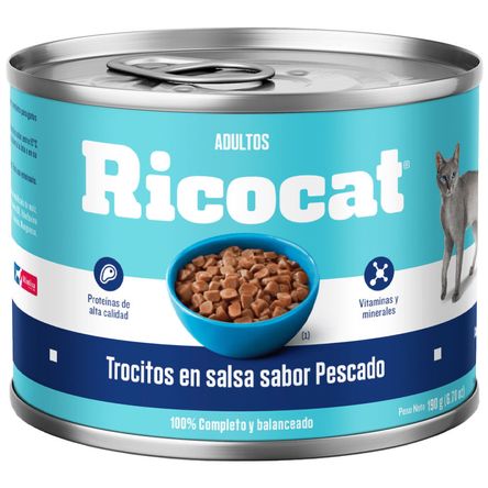 Alimento Húmedo para Gato RICOCAT Adulto Sabor Pescado Lata 190g Alimento Húmedo para Gato RICOCAT Adulto Sabor Pescado Lata 190g