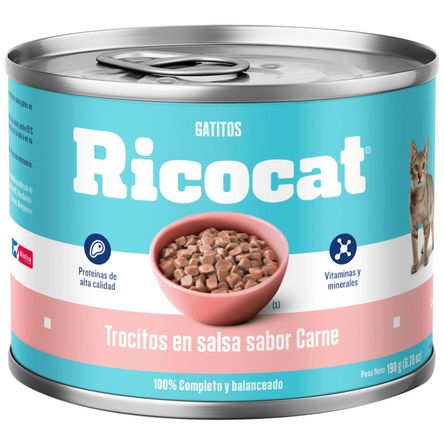 Alimento Húmedo para Gato RICOCAT Gatito Sabor Carne Lata 190g Alimento Húmedo para Gato RICOCAT Gatito Sabor Carne Lata 190g