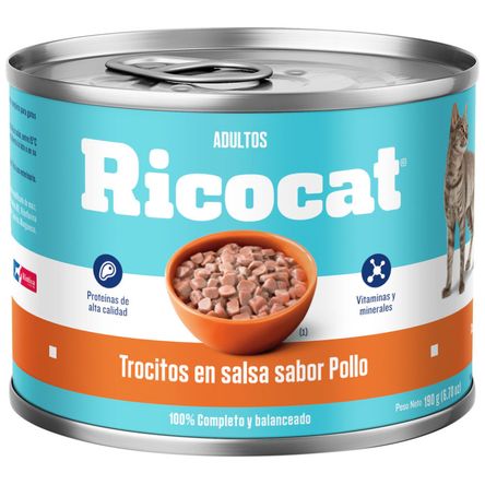 Alimento Húmedo para Gato RICOCAT Adulto Sabor Pollo Lata 190g Alimento Húmedo para Gato RICOCAT Adulto Sabor Pollo Lata 190g